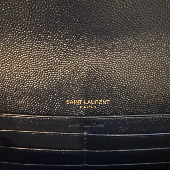 Yves Saint Laurent Cassandre Matelasse Large Flap Wallet in Grain Leather Navy - Picture 9 of 14